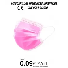 Mascarillas Higiénicas Infantiles Rosa 1000uds
