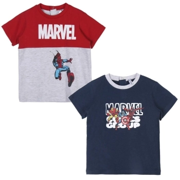 Camiseta de Manga Corta Infantil Marvel 2 Unidades